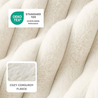 Bedsure ComfyFleece(TM) Cute Dog Bed for Small Medium Dogs - Washable Furry Puppy Beds, Rectangle Orthopedic Corduroy Fleece Pet Beds with Removable Zipper Cover, 25x21x7inches, Cream - Image 3