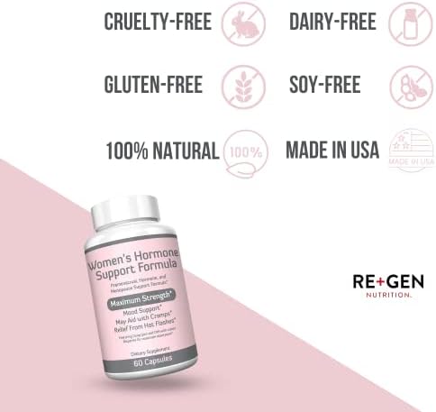 Authentic Re+Gen Nutrition packaging for menstrual and menopause phase support.