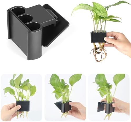 Close up view of the three hole aquatic plant cup showing the durable black plastic construction.