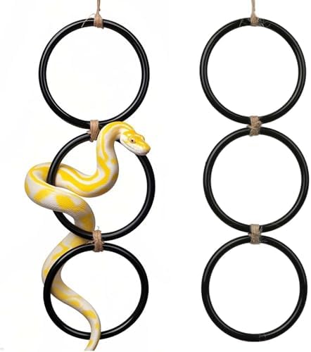2 Pack Snake Climbing Rings for Ball Python & Corn Snake,Reptile Enrichment Toys for Snake,Ball Python Tank Decor, Reptile Tank Accessories for Bearded Dragon,Chameleon, Iguana, Gecko, Lizard (Black) - Image 2