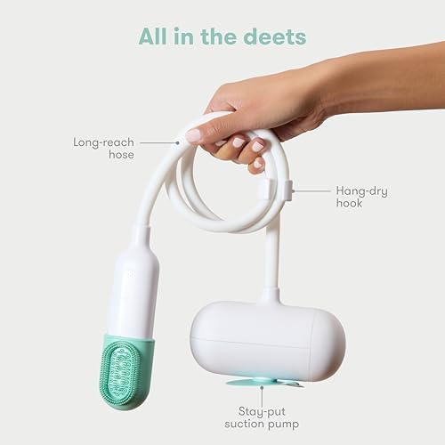 Packaging box of the authentic imported Frida Baby Control The Flow Bath Sprayer detailing the two pressure modes.