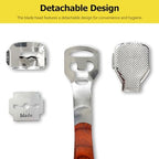 Demonstration of removable head on wood handle callus remover.