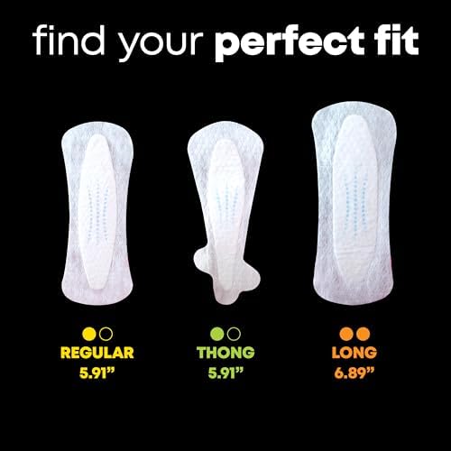 Side view of U by Kotex thong panty liner packaging showing regular length count.