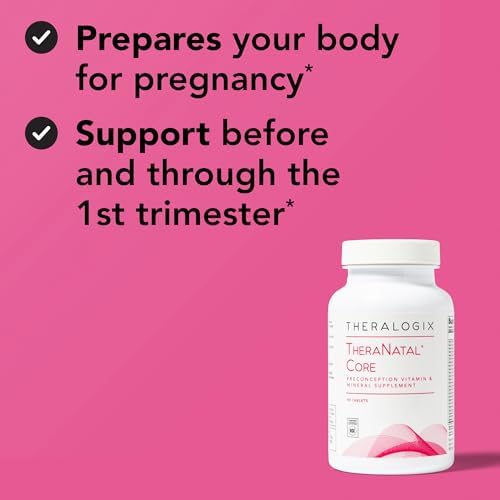 Close up view of natural speckled Theralogix TheraNatal Core tablets
