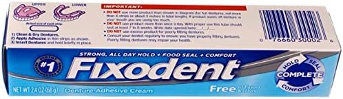 Fixodent mint cream tube nozzle for precise thin-strip application