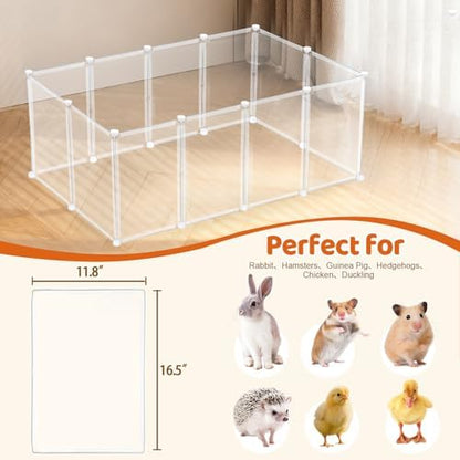 14 Panels 16.5" H Small Animal Playpen, Anti-Jump Durable Puppy Play Pen for Rabbits, Kittens, Chicklings, Ducklings & Hamsters DIY Indoor Outdoor Use, Transparent - Image 5