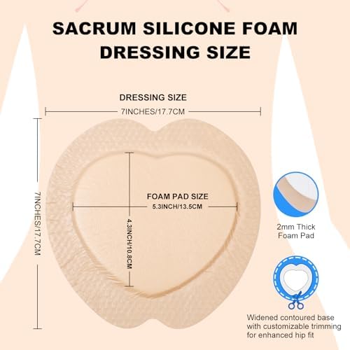 ZMZPA seven by seven inch large bandage showing the gentle medical grade silicone adhesive border