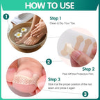 Step by step application guide for the trim to fit professional paronychia correction tool.
