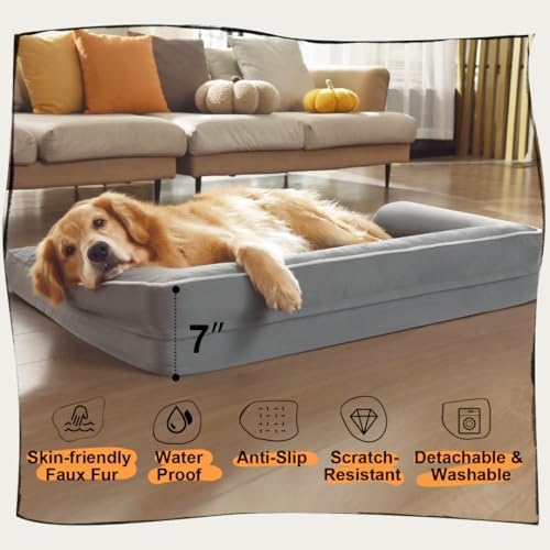 Large Dog Bed Orthopedic Washable - Beds Bolster - Medium XL XLarge Big Dogs - Memory Foam Couch Sofa - Waterproof with Removable Cover - Image 7
