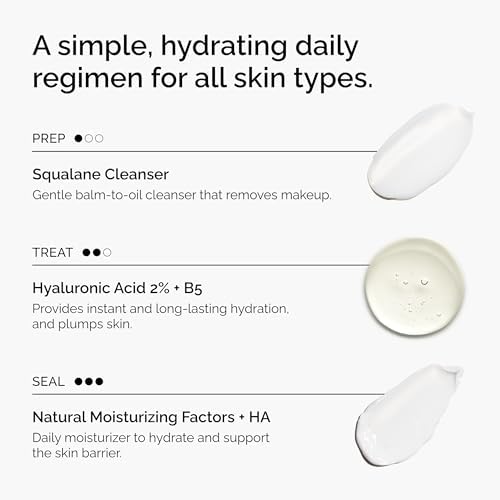 Three step daily routine kit for cleansing hydrating and moisturizing