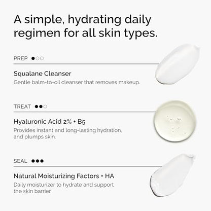 Three step daily routine kit for cleansing hydrating and moisturizing