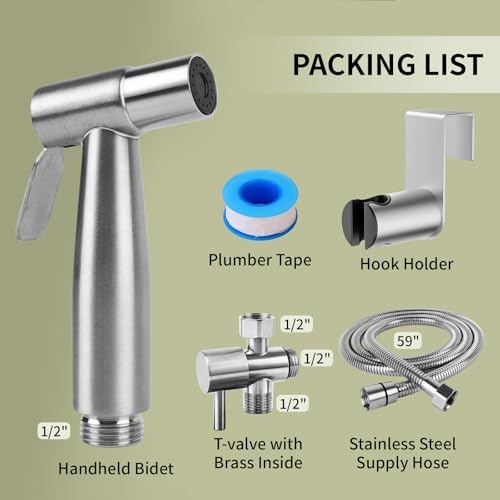 Components included in the Homwe bidet sprayer installation set