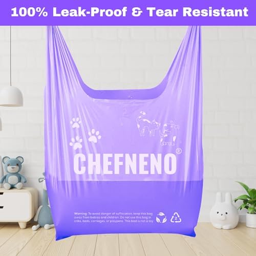 Multipurpose purple disposal bags being used for dog poop and pet waste clean up