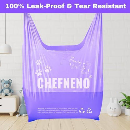 Multipurpose purple disposal bags being used for dog poop and pet waste clean up