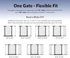 MidWest pressure-mounted pet gate demonstrating the wide swing door in an open position.