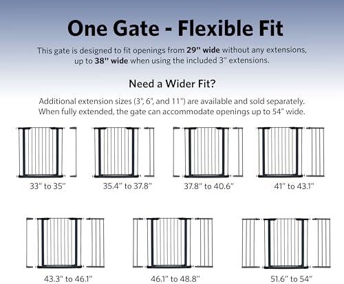MidWest Homes for Pets pressure mounted pet gate showing the adjustable tension knobs protecting the white door frame.