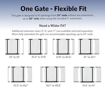 MidWest Homes for Pets pressure mounted pet gate showing the adjustable tension knobs protecting the white door frame.