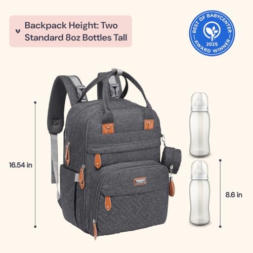 BabbleRoo baby travel bag side angle highlighting the insulated bottle pockets and premium material texture.