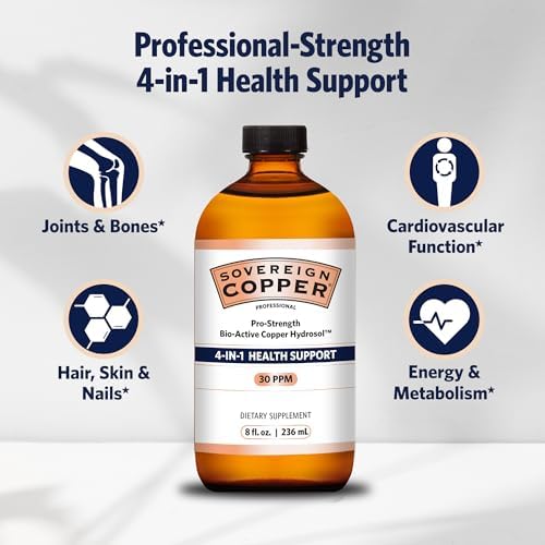 Close up view of the thirty parts per million professional strength copper hydrosol nutritional information label.