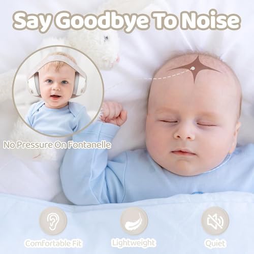 Adjustable elastic headband feature on baby earmuffs