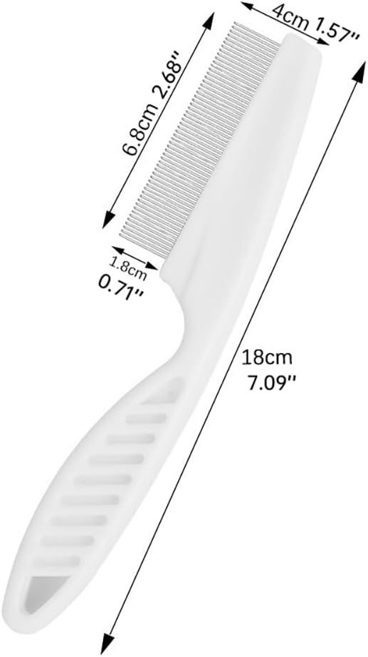 Fine tooth stainless steel pet lice removal brush close up details