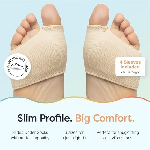 Four pack of ZenToes beige metatarsal sleeves displayed on a white background.