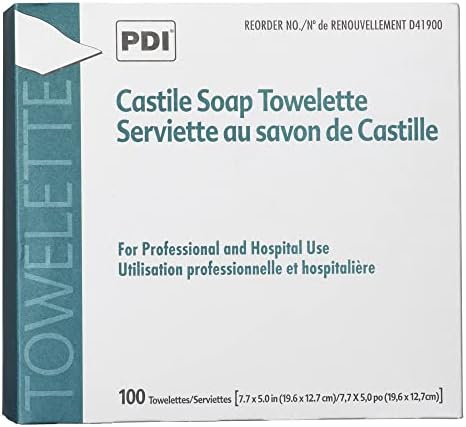 Individually wrapped PDI Castile Soap Wipes for portable skin cleansing.