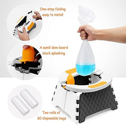 YUNHECAM compact foldable potty seat stored inside a backpack