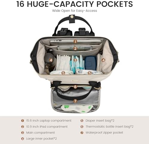 Lovevook diaper bag backpack showing the built-in portable changing station open