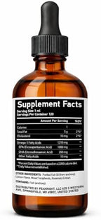Peakright lemon flavored liquid omega 3 supplement dropper bottle close-up