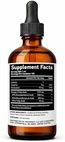Peakright omega-3 liquid dropper showing high-potency supplement dosage