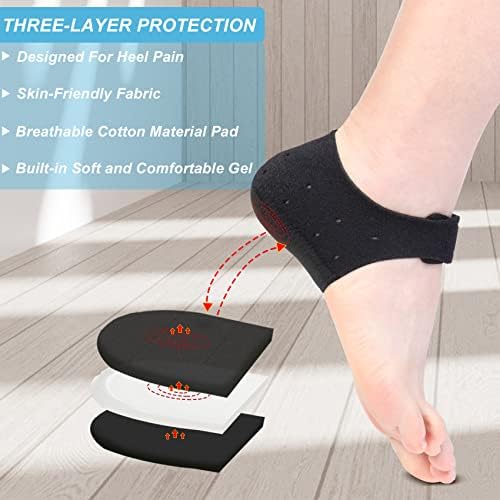 Model wearing Conffill black heel cups to demonstrate fit on the foot for heel spur support.