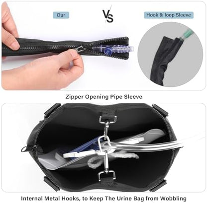 Hoomtree drainage bag holder worn as a crossbody bag