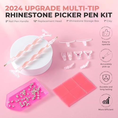 Close up view of the Eudaicful dual-ended rhinestone applicator pen tips