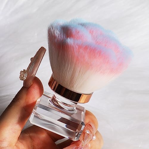 Angnya nail dust brush pink rose soft bristles front view