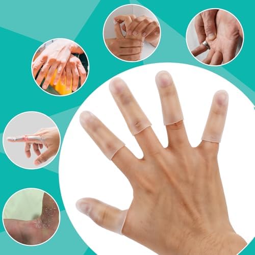 Waterproof gel finger sleeves protecting cracked skin during household gardening chores