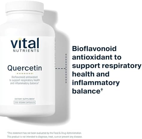 Vital Nutrients Quercetin vegan capsule count and dosage information