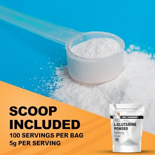 It's Just! L-Glutamine Powder mixing into water glass