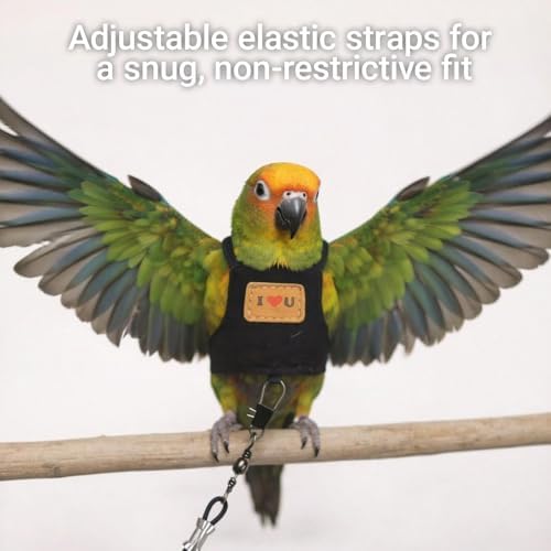 Adjustable bird flight clothes showing leather style design patch
