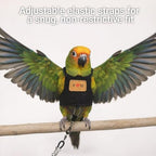 Adjustable bird flight clothes showing leather style design patch