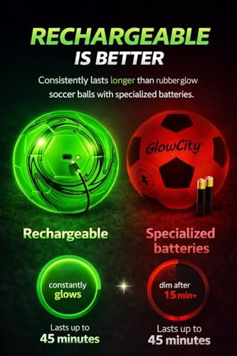 Radiant Sports rechargeable football showing the easy power switch interface for LED activation
