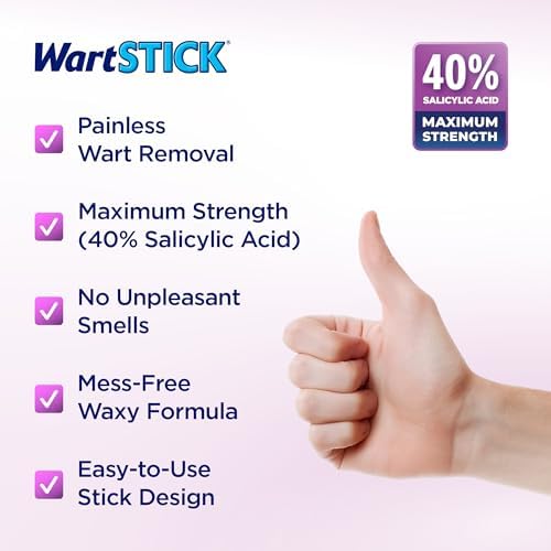 WartStick 0.2 ounce packaging showing maximum strength drug facts and ingredients.