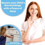 Six pack of premium imported Baby Proof Me adjustable childproofing latches packaging view