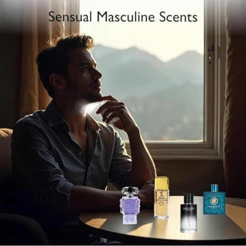Top view of men's mini fragrance set assortment