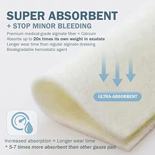 EVERLIT highly absorbent seaweed dressing pad showing the soft non-woven sterile texture for wound management.