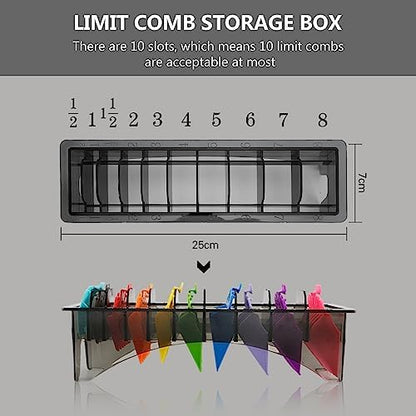 Akozon electric trimmer guide comb storage case angled view illustrating sturdy plastic build and spacing