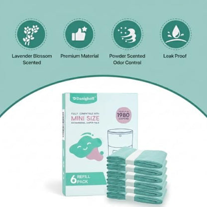 Multi layer odor defense film refill cartridge for baby nursery