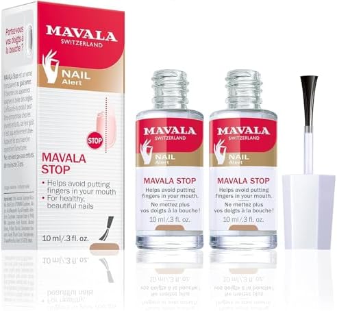 Mavala Stop bottles showing nail care application