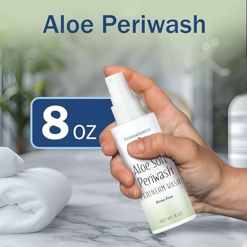 TenderGentle rinse free perineum cleanser bottles with aloe vera extract label details