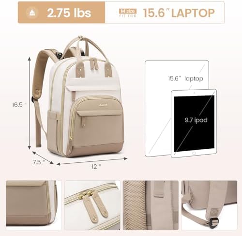 LOVEVOOK beige khaki diaper bag showing laptop compartment